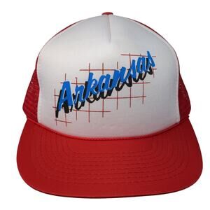 Arkansas Snapback Rope Trucker Hat Red Large Mesh Back Colorblock